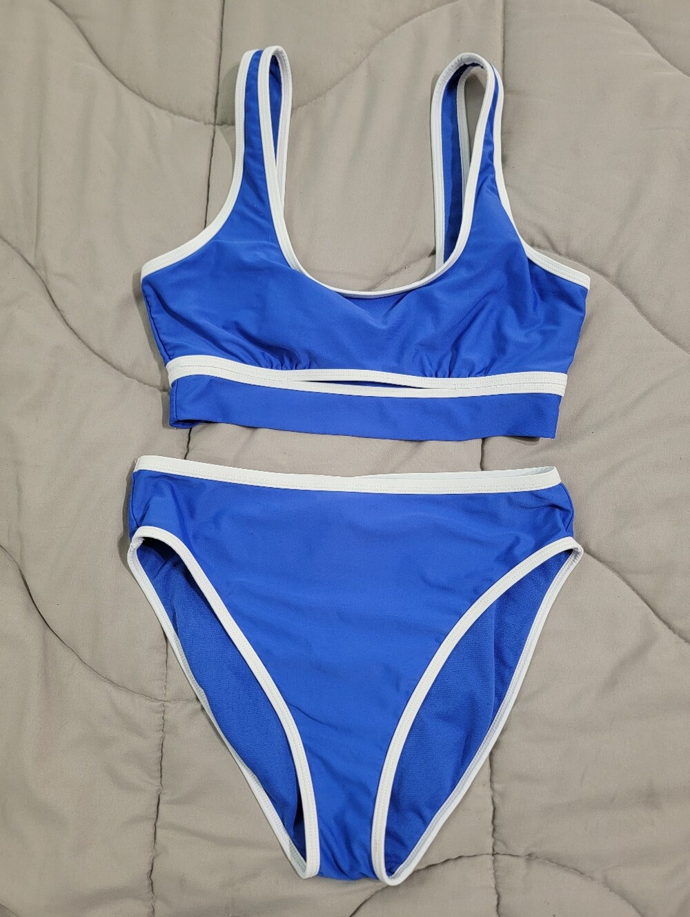 Reebok Urban Banded Cobalt Blue & White Two-piece Swimsuit - Size Medium